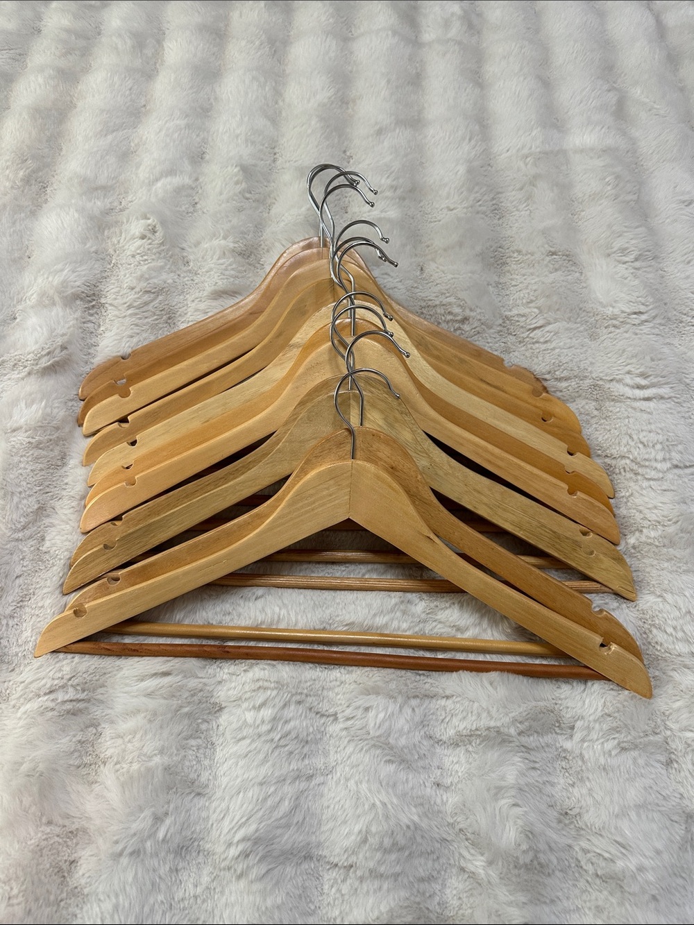 Set of Wooden Clothes Hangers - Natural Wood 12